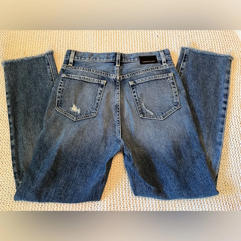 Current/Elliot Boyfriend Jeans Deconstructed Frayed Hem Size 26 Style CE1013KA1D - Picture 4 of 7